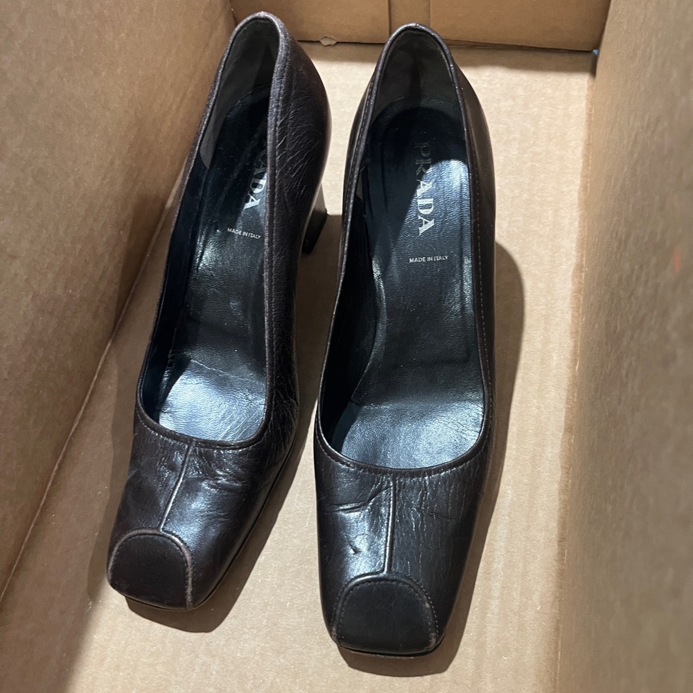 Prada Women's Dark Brown Leather Heels